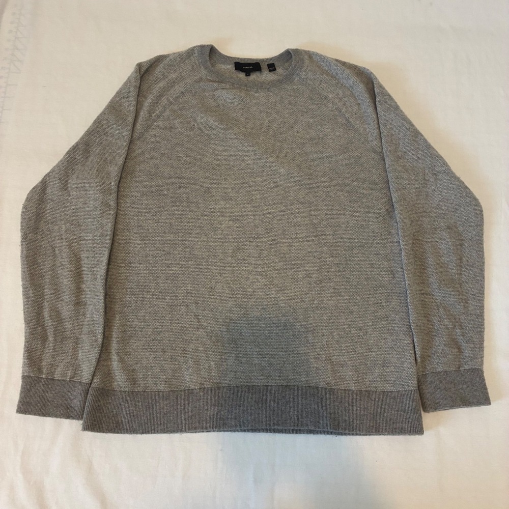 Vince Sweater Mens L Grey Good Wool Cashmere Raglan Crew Neck M76016112A